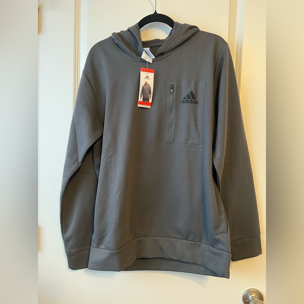Men’s Adidas Sweatshirt Pullover size Medium with Kangaroo Pockets Grey